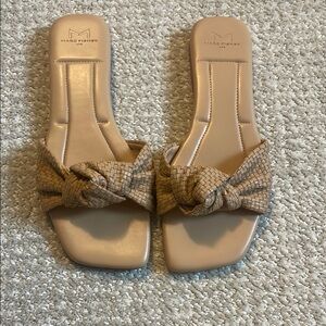 Marc Fisher Women's Tan Woven Slide Sandals